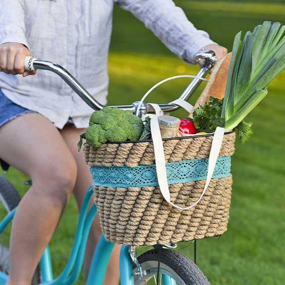 bicicletta con sacchetto della spesa
