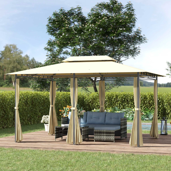 gazebo da esterno con salotto da giardino
