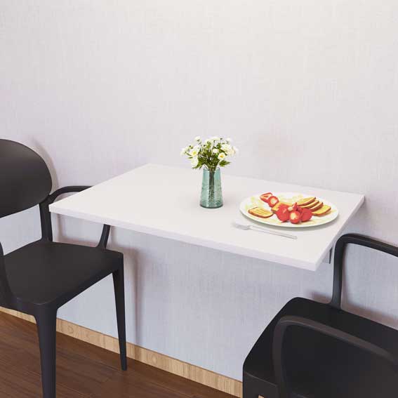 tavolino pieghevole da muro bianco