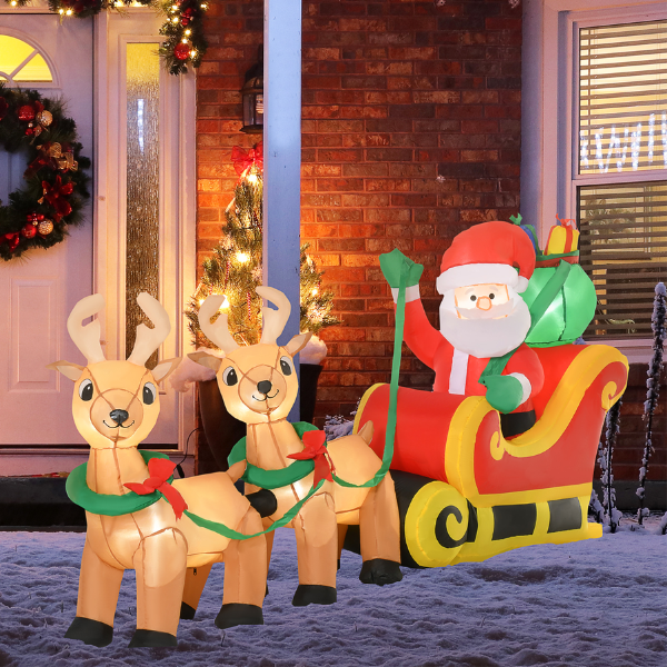 Uten Decorazione Natalizia Gonfiabile Di Babbo Natale Con LED, 2,1 Metri, Per Esterni E Interni, Include Ventola E Picchetti, In Poliestere 210T