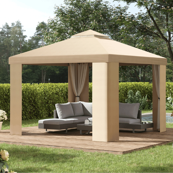 gazebo da esterno con salotto da giardino